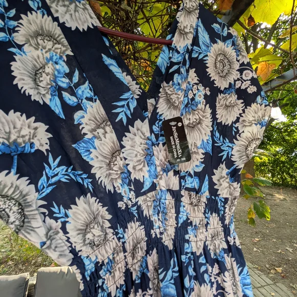 Floral Maxi Dress in Blue and White - Picture 5 of 7